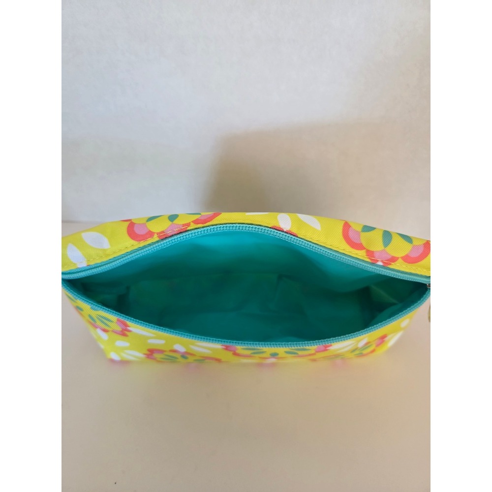Clinique Cosmetic Bag Yellow‎ Floral Makeup Pouch Travel Accessory
